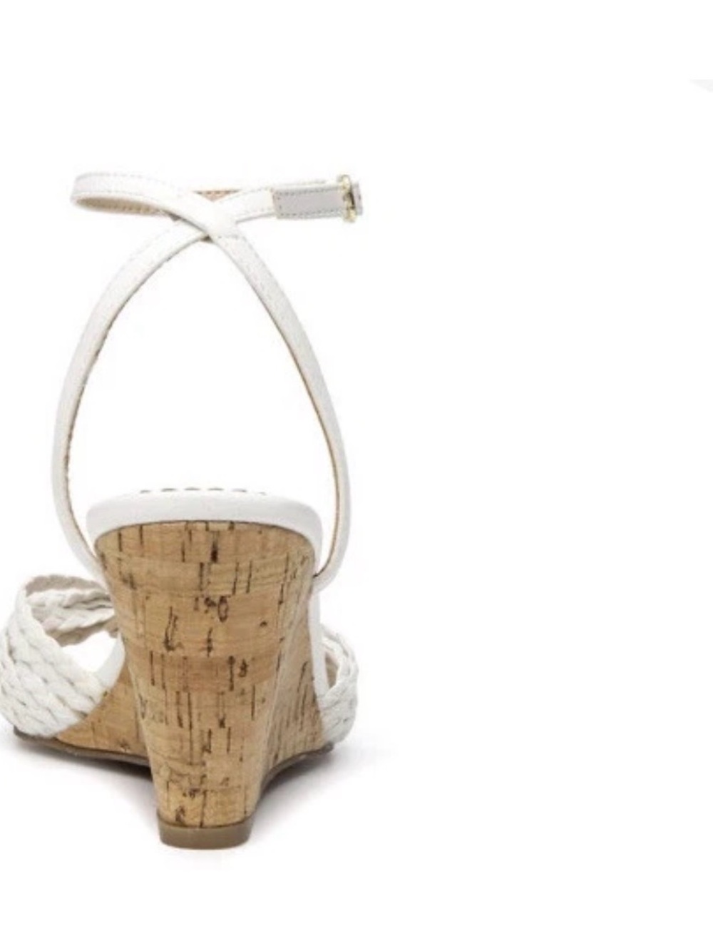 crown & ivy White Braided Knot Wedge Sandals with Ankle Strap - Picture 7 of 7